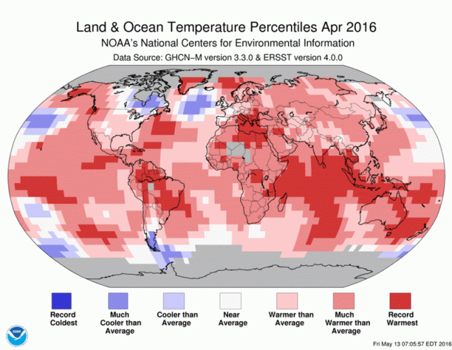 2016 map of warmer colder